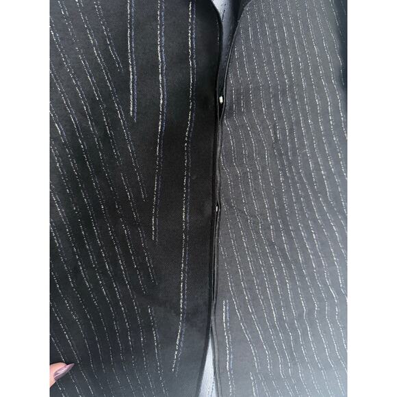 LAFAYETTE 148 navy blue light white striped wool silk blend clasp front blazer - Picture 6 of 10